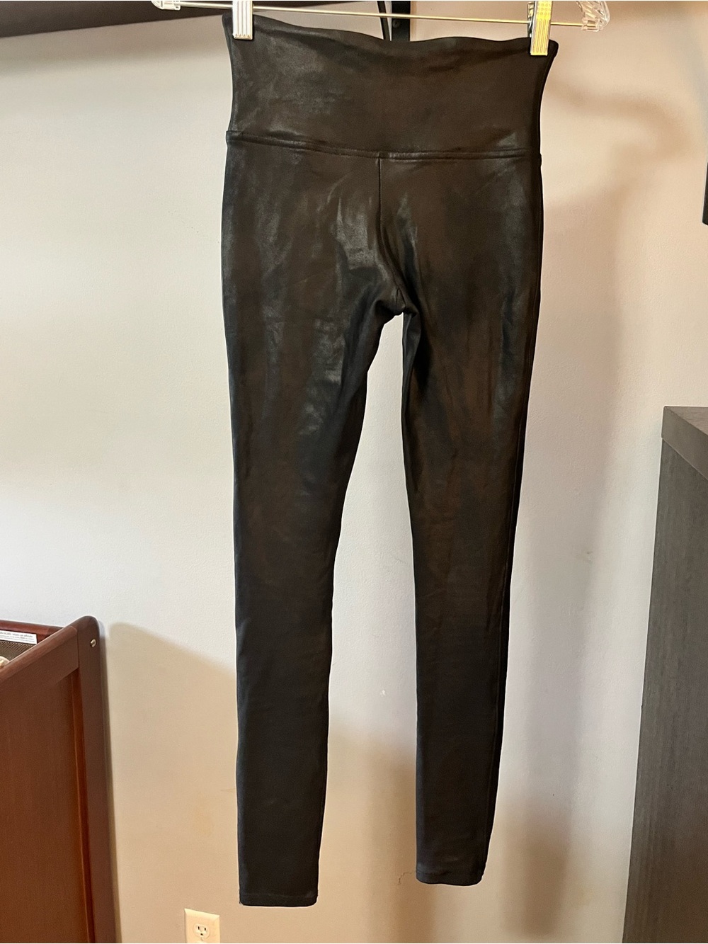 SPANX Black Faux-Leather High-Rise Jeggings